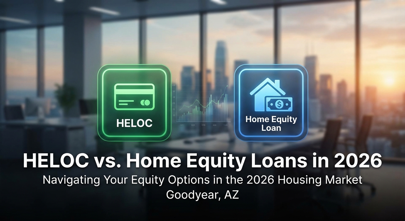 Infographic comparing HELOC and home equity loans in 2026, highlighting differences in rates, payments, and usage